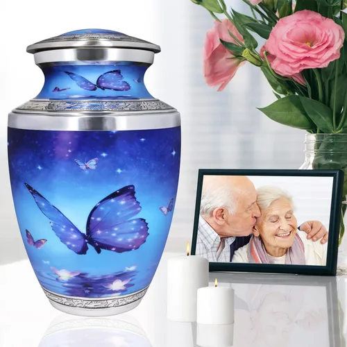 Miniatura 4 de M MEILINXU Urna para cenizas para adultos, hombre y mujer, urnas de cremación para cenizas humanas, hombre y mujer adultos, entierro, mariposas