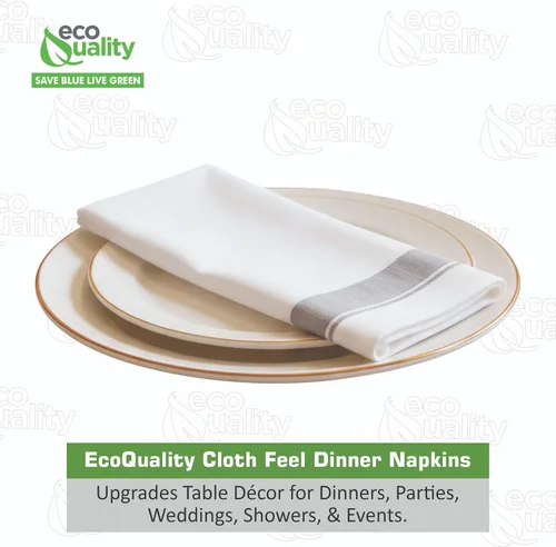 Miniatura 4 de Servilletas de cena desechables como tela con diseño de borde plateado, toallas de un solo uso con tacto de lino, absorbentes, suaves, elegantes