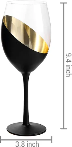 Miniatura 6 de MyGift Juego de 4 Copas de Vino, Copas de Vino Tinto de 14oz, Cristalería Moderna Negro Mate y Dorado, Elegantes Copas de Bar para Bodas, Fiestas