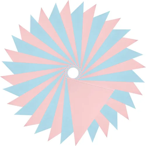 Miniatura 5 de Mefuny Banderín de revelación de género de 30 pies, 48 unidades, color azul claro y rosa, banderas triangulares de papel para decoración para baby