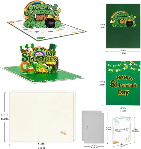 Miniatura 3 de GREETING ART Paquete de 2 tarjetas del día de San Patricio para inspiración, tarjetas de agradecimiento a los empleados, tarjeta de feliz día de San