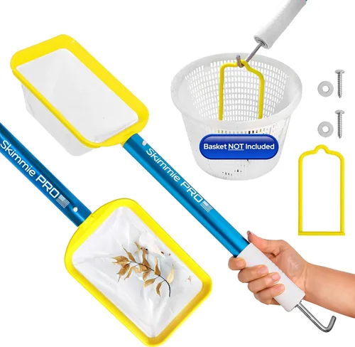 Miniatura 10 de The Skimmie (Versión Larga) Red Recogehojas de Piscina y Poste de 53" con Gancho de Acero Inoxidable, Dos Asas de Cesta Recogehojas, Red de Malla
