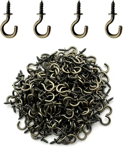 Miniatura 9 de Ganchos de techo negros pequeños de 1/2 pulgadas, ganchos de luz atornillados, gancho de joyería para bricolaje (paquete de 60 unidades)