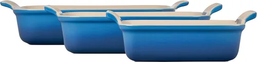 Miniatura 2 de Le Creuset - Set de 3 platos rectangulares de cerámica Heritage, alcachofa