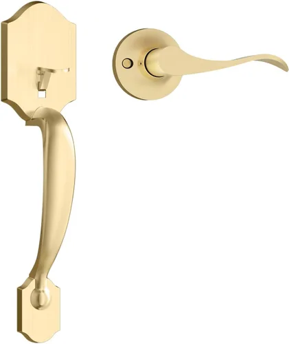 Miniatura 9 de Haidms Juego de manijas y cerrojos dorados para puerta delantera, cerradura de puerta delantera, cerraduras doradas para puerta de entrada