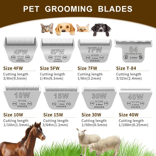 Miniatura 4 de Hojas para aseo de mascotas para perros desmontables - Tamaño 7FW, hoja ancha para aseo de perros, longitud de corte 3.2 mm (1/8"), compatible