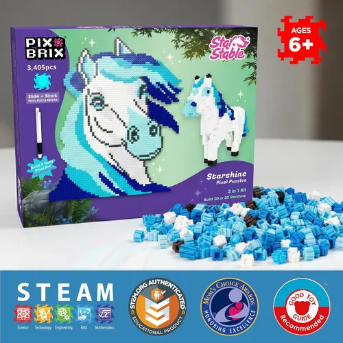 Miniatura 3 de Pix Brix Bloques de Puzzle de Arte Pixel - Star Stable’s Starshine, 3,405 Piezas - Bloques de Construcción Interconectados, Pixela Tu Caballo
