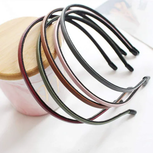 Miniatura 2 de Diadema de cuero delgada cubierta con lazos para el cabello, cierre de lazo para el cabello, bandas para el cabello con purpurina para mujeres