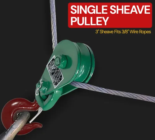 Miniatura 4 de Mytee Products Bloque de arrebate con gancho WLL 2 Toneladas Polea de 3"' + ' Cable de alambre de 3/8" Pulley para rescate con enrollamiento