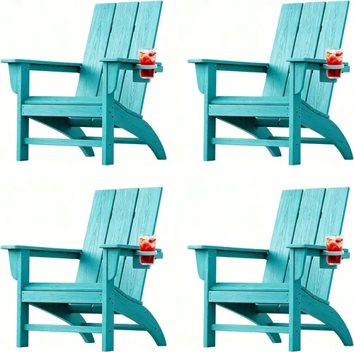 Miniatura 21 de Silla Adirondack de Madera Sintética Adiromoti, Sillas de Patio Resistente a Todo Clima, Aspecto de Madera, Silla Pre-Ensamblada para Fuego al Aire