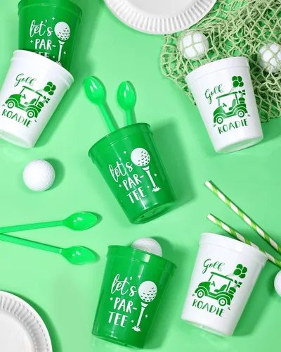 Miniatura 7 de Nefelibata Copas de golf para despedida de soltera, 12 unidades, vasos de plástico Let's Par-Tee, decoraciones de fiesta temática de golf
