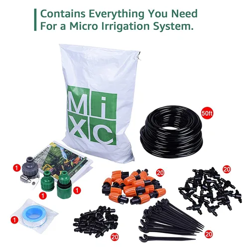 Miniatura 7 de MIXC Sistema de riego de invernadero Sistemas de riego de invernadero 1/4 PULGADA 50 pies Kit de riego automático por goteo DIY Accesorios de jardín