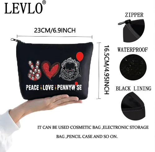 Miniatura 2 de Bolsa de maquillaje cosmética de payasos para fanáticos de la película, regalo de paz, amor, película, maquillaje, cremallera, bolsa de regalo