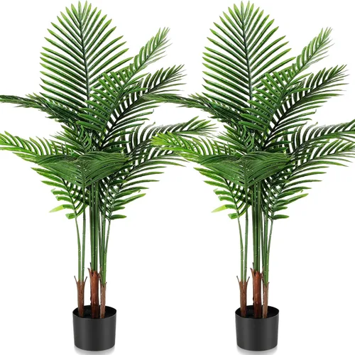 Miniatura 9 de Jexine Paquete de 4 palmeras artificiales de 6 pies, plantas falsas, plantas artificiales de areca para interiores y exteriores, árbol sintético