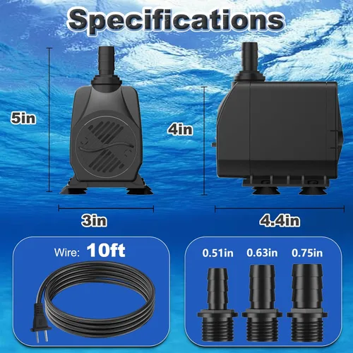 Miniatura 6 de SongLong Bomba sumergible con cable de alimentación de 10 pies de 500 GPH, protección contra sobrecalentamiento con elevación de 6.65 pies