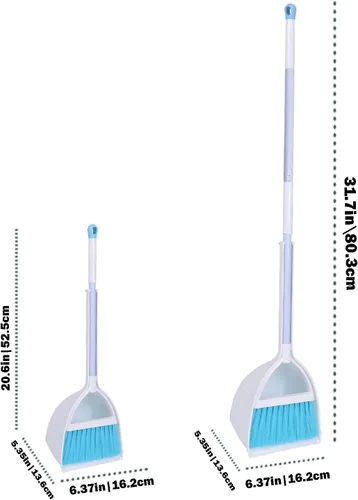 Miniatura 4 de Mini escoba y recogedor, barrido de cocina casera para niños (blanco + azul)