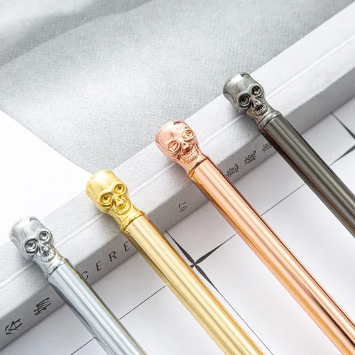 Miniatura 6 de 8 bolígrafos de metal con tinta negra, juego de bolígrafos delgados metálicos brillantes, decoración de fiesta de boda, suministros escolares