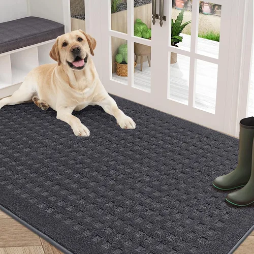 Miniatura 26 de BEQHAUSE Tapetes para puerta de 20 x 32 pulgadas, tapete antideslizante de punto gofre, de perfil bajo, resistente a la suciedad y absorbente, Beige