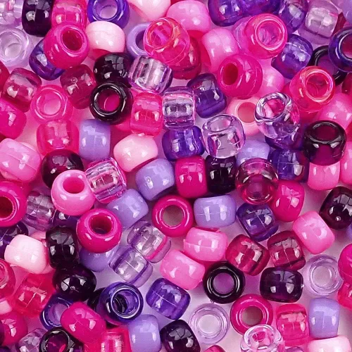 Miniatura 2 de Berry Medley Mix Pony Beads, fabricado en los Estados Unidos, 0.236 x 0.354 in, tonos rosas y morados de cuentas de plástico de color para pulseras