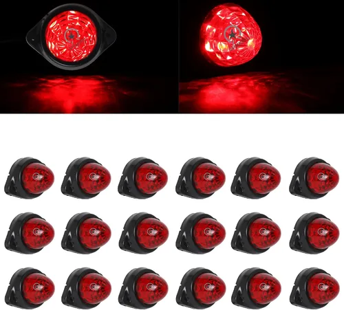 Miniatura 20 de Paquete de 10 luces LED para semirremolques para semirremolques, 12 V, impermeable, luces de pollo ámbar para semircamiones, carga carga, luces