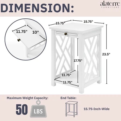Miniatura 3 de Alaterre Furniture Coventry - Mesa auxiliar de madera con bandeja y estante inferior