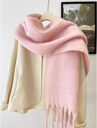 Miniatura 18 de Bufanda grande y gruesa de gran tamaño, esponjosas, de lana grande, gruesa, cálida para invierno