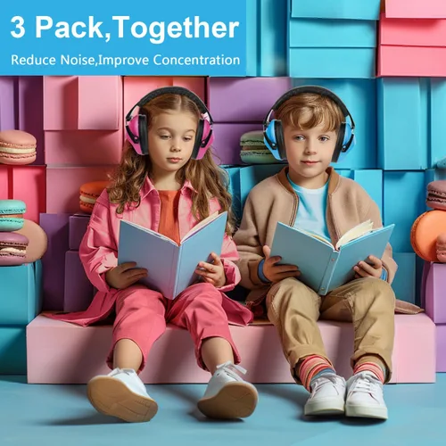 Miniatura 2 de Floriogra Paquete de 3 auriculares con cancelación de ruido para niños, orejeras de protección auditiva para autismo, niños pequeños, niños