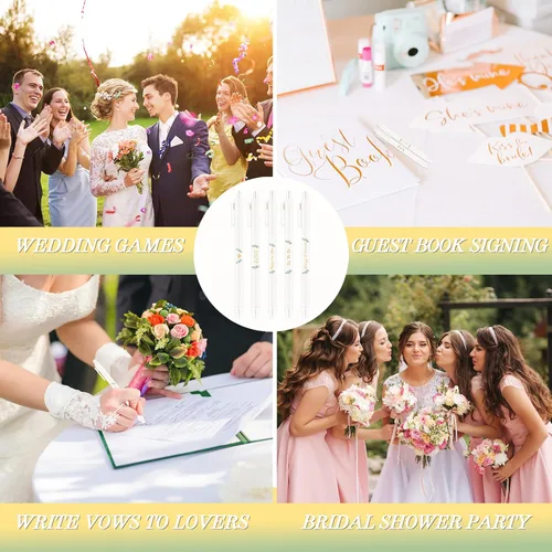 Miniatura 6 de Ctosree 50 bolígrafos de despedida de soltera, bolígrafos de boda para libro de visitas, bolígrafo retráctil de tinta negra, para propuesta