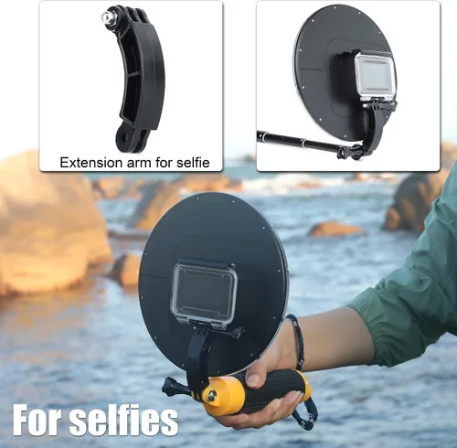 Miniatura 3 de GEPULY Puerto domo de 6 pulgadas para cámara DJI OSMO Action 3 4 5 Pro, carcasa impermeable integrada y agarre de mano flotante, brazo de extensión