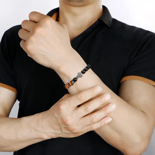 Miniatura 4 de Pulsera de cruz para hombres, para papá, hijo, nieto, marido, padrino, tío sobrino, hermano, regalo inspirador de ojo de tigre, pulsera curativa