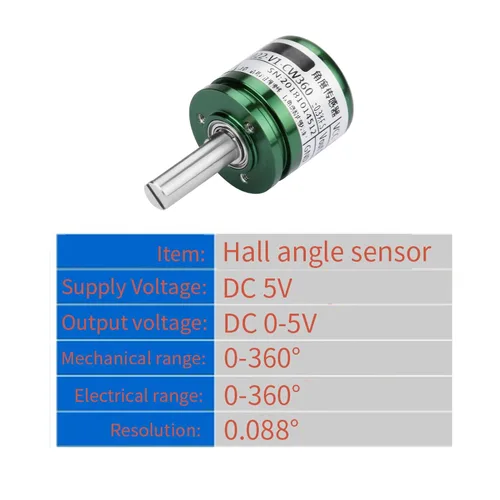 Miniatura 6 de Sensor de ángulo de pasillo, resolución de 0.088 ° Sensor de posición de efecto Hall giratorio de 360 °, salida de 0-5 V círculo completo 12 bits