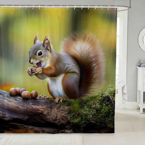 Miniatura 14 de Erosebridal Cortina de ducha con diseño de zorro, bonito diseño de animales del bosque, para niños y niñas, con dibujos animados, con cabeza