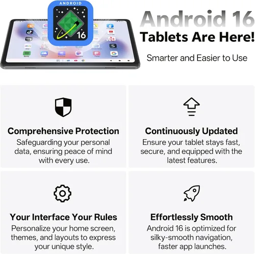 Miniatura 3 de Tablet de 10.1 pulgadas, tableta Android 16 con procesador Octa-Core, 20GB RAM 128GB ROM 1 TB expandible, pantalla táctil HD IPS de 1280x800