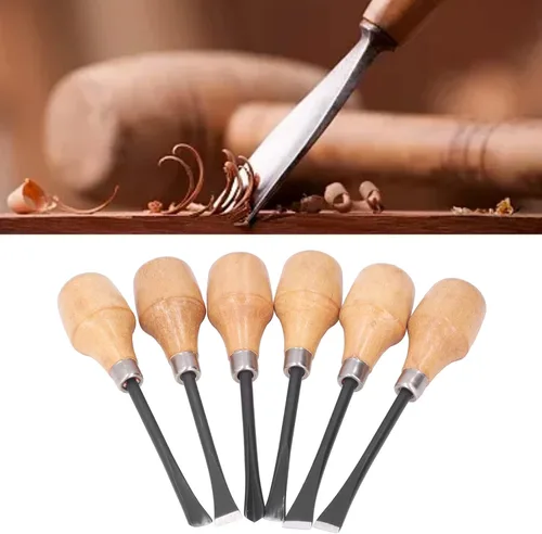 Miniatura 4 de Juego de herramientas de tallado a mano, juego de cinceles para tallar madera, juego de cinceles para tallar madera, herramientas manuales, mango