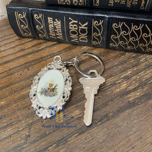 Miniatura 6 de Llavero de la Primera Comunión Niño Niña Favor 12PCS - Recuerdos para Primera Comunión Nina Nino, Llavero Católico, plateado