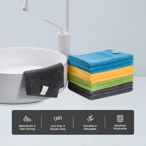 Miniatura 2 de CLICK CLEAN Paños de limpieza de microfibra, paquete de 24, tamaño 12 x 16 pulgadas, sin pelusas, sin rayas, toallas de limpieza reutilizables