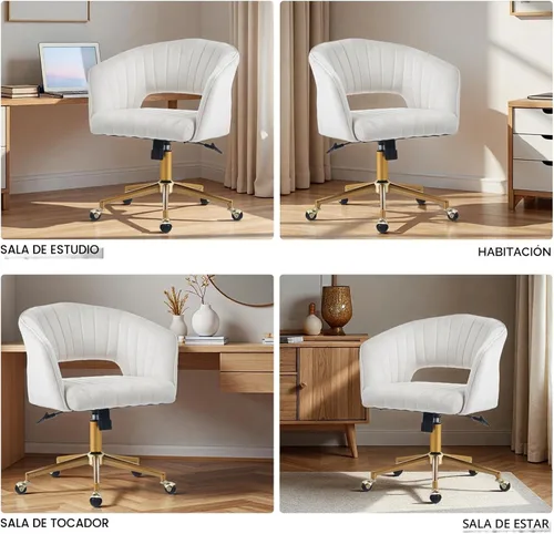 Miniatura 6 de ECHINGLE Silla de escritorio de oficina en casa, tapizada de terciopelo, moderna y cómoda, silla de oficina para mujer, ergonómica, ajustable