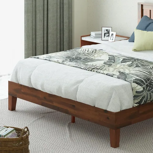 Miniatura 7 de Cama plataforma de madera sólida de lujo Zinus 12 pulgadas con cabecero de cama/no necesita resortes/soporte de madera con listón/acabado expreso