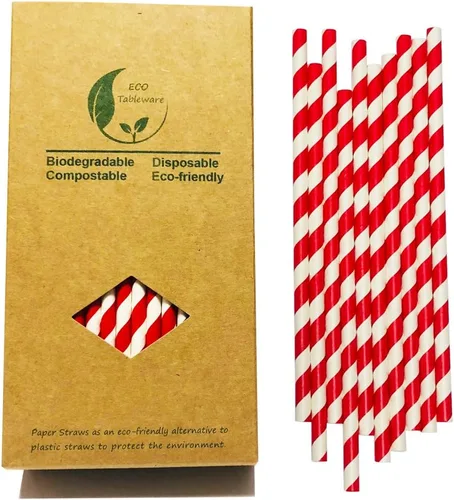 Miniatura 9 de Pajitas de papel a rayas verdes a granel, pajitas desechables verdes y blancas de papel biodegradable para tartas para manualidades (paquete de 100)