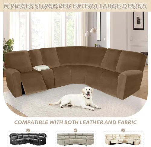 Miniatura 646 de Arfntevss Fundas de sofá seccional reclinable de terciopelo, Funda de sofá seccional de esquina para sofá reclinable, Funda elástica suave