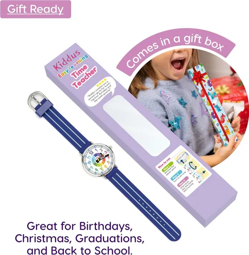 Miniatura 3 de Kiddus Reloj para niños, niños y niñas, reloj de aprendizaje de tiempo para niños, primer reloj de pulsera a partir de 5 años, manecillas de horas