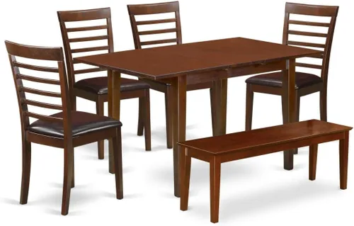 Miniatura 13 de East West Furniture NOML3-MAH-LC - Juego de mesa de comedor de 3 piezas contiene una mesa de comedor rectangular con hoja de mariposa y 2 sillas