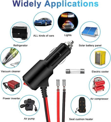 Miniatura 6 de Enchufe de encendedor de cigarrillos de 12 V con interruptor de encendido y apagado, repuesto de enchufe de encendedor de cigarrillos resistente