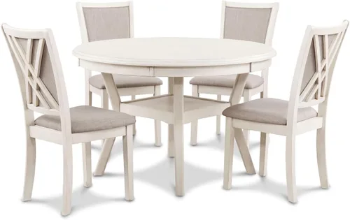 Miniatura 4 de New Classic Furniture Amy - Juego de mesa de comedor de 5 piezas, color beige y marrón