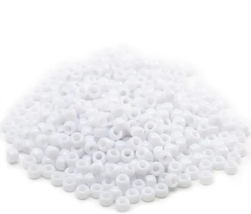 Miniatura 7 de Gxueshan 1000 cuentas acrílicas blancas de poni de 0.236 x 0.315 pulgadas a granel para pulseras de amistad, collares, joyería, aretes, trenzado