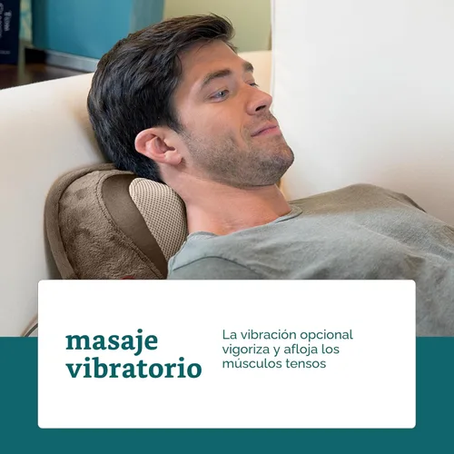 Miniatura 5 de HoMedics Almohada de Masaje Shiatsu 3D de Cuerpo Completo con Vibración y Calor para Cuello, Espalda Superior y Lumbar Marrón