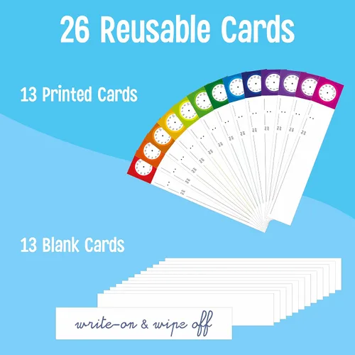 Miniatura 3 de Tabla de bolsillo para horario diario, tablas de aula con 13+1 bolsillos, 13 tarjetas de colores reutilizables de doble cara, 13 en blanco y 2