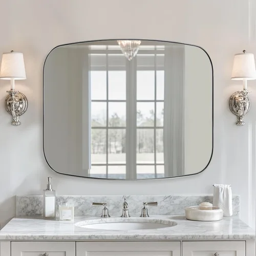 Miniatura 195 de ANDY STAR Espejo de baño de níquel cepillado, espejo ovalado de 20 x 30 pulgadas para baño, espejo oblongo de níquel cepillado con marco de metal