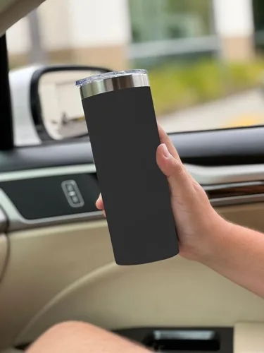 Miniatura 3 de LaserGram Vaso delgado aislado al vacío de 22 onzas, notas musicales, grabado personalizado incluido (negro)