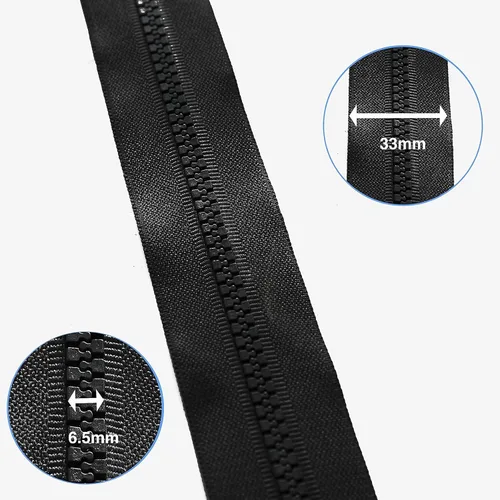 Miniatura 5 de Sawoake 2 cremalleras separadoras #5 de 5 pulgadas para abrigos de costura, cremallera de plástico moldeado negro, herramientas de costura a granel